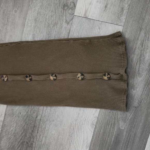 Derek Heart Olive Green Ribbed Tank Top Knit Dress Calico Buttons Womens S - Picture 4 of 12